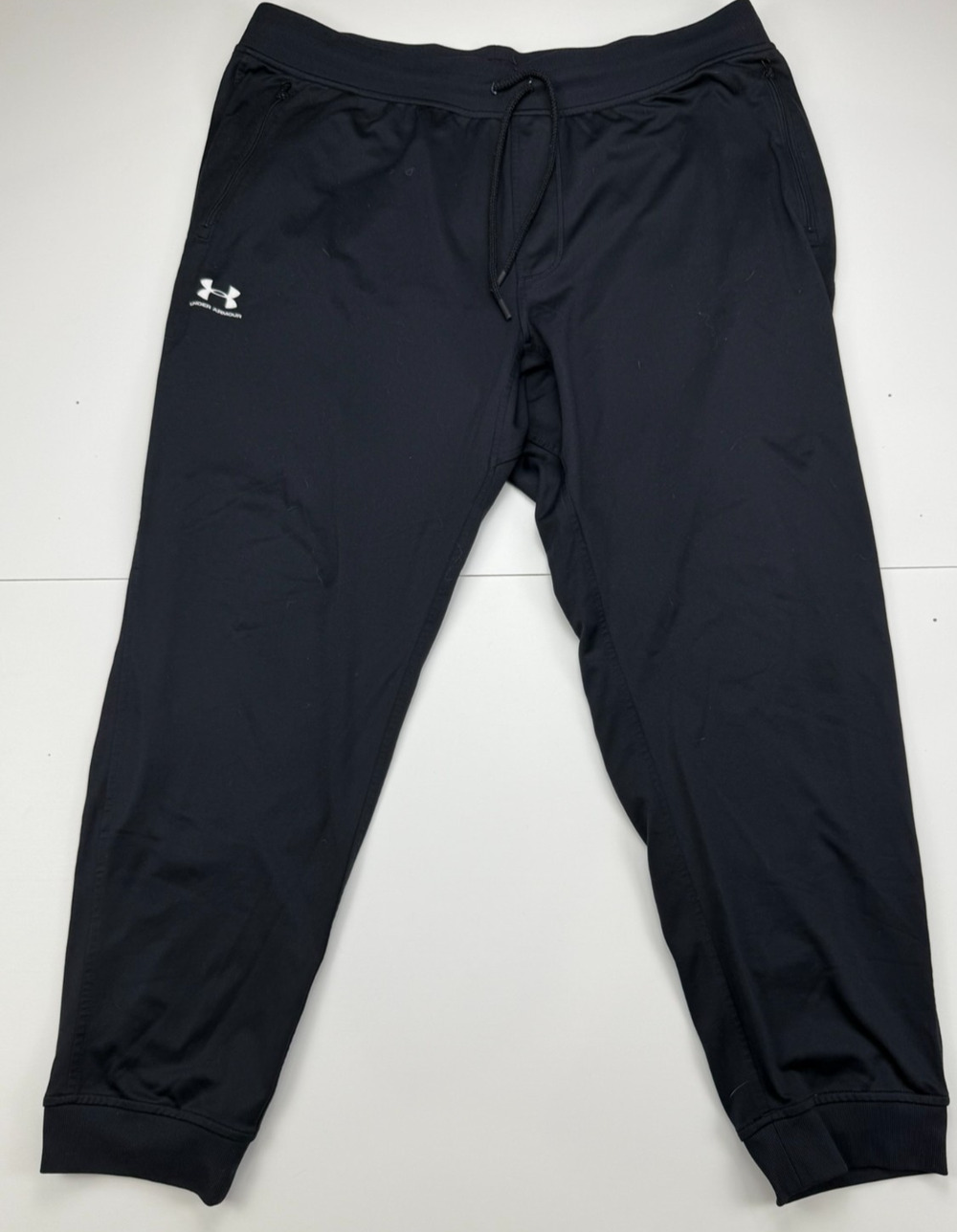 Under Armour Sportstyle Joggers Mens XXL Black Tricot Sweatpants Pants Zip Pocke